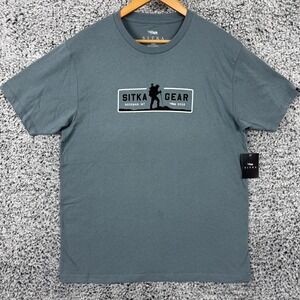 Sitka Gear Shirt Mens Large Thunder Blue Trek Tee Graphic Hiking Logo Outdoor